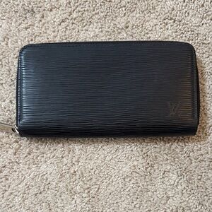 Louis Vuitton Black Epi Leather Zip Wallet with LV Monogram